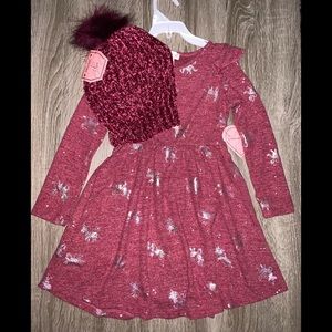 NWT Emma & Elsa Unicorn Dress with Beanie Hat